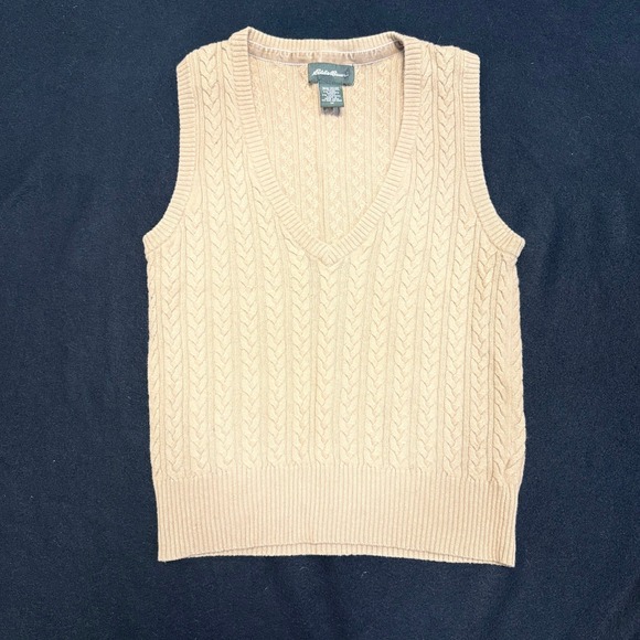 Eddie Bauer Womens Sweater Vest Medium Cable Knit Angora Cashmere Blend - Picture 1 of 3